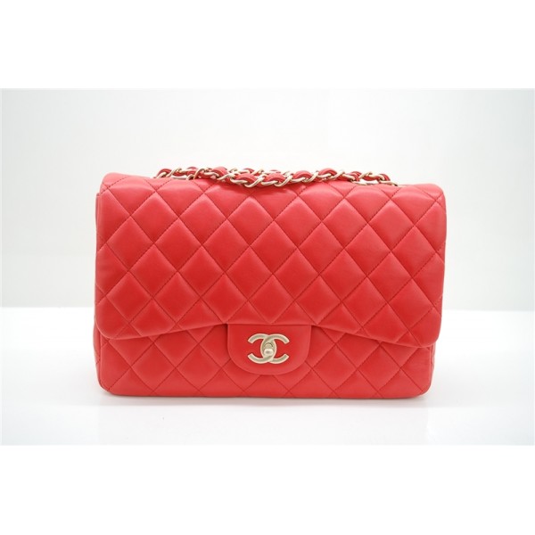 Chanel A47600 Jumbo Flap Borse Rosso Arancione Con Oro Hw