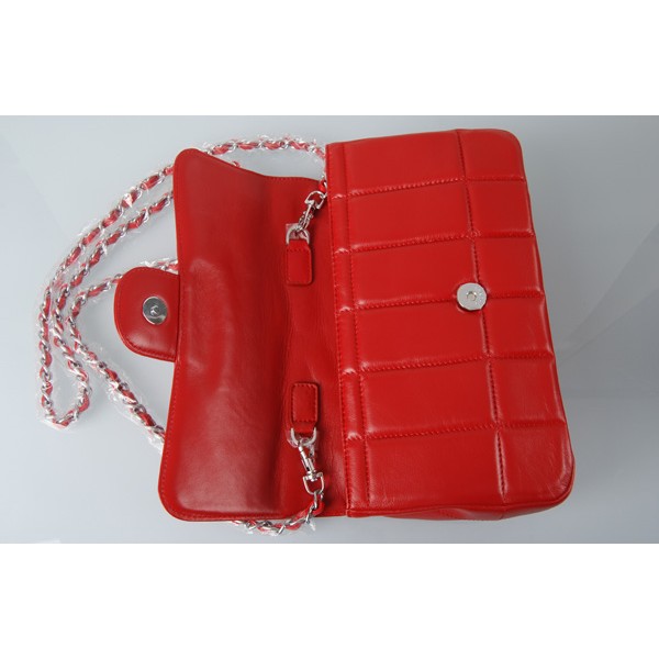 Chanel Classic Flap Borse Camellia Agnello Rossa Con Argento Hw