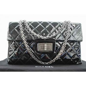 Chanel Classic Maxi 2,55 Borse 36052 Vernice Nero