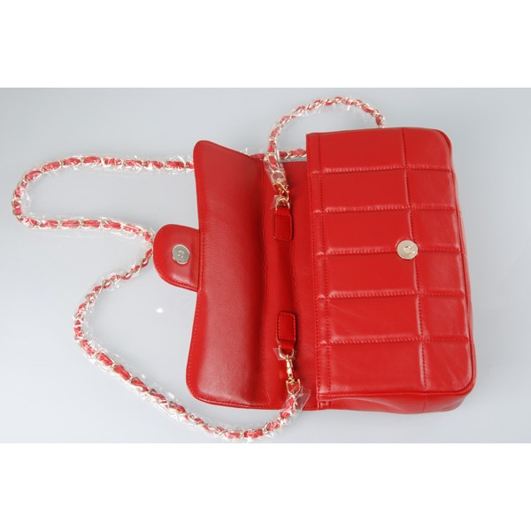 Chanel Flap Borse Camellia Agnello Classic Rosso Con Oro Hw