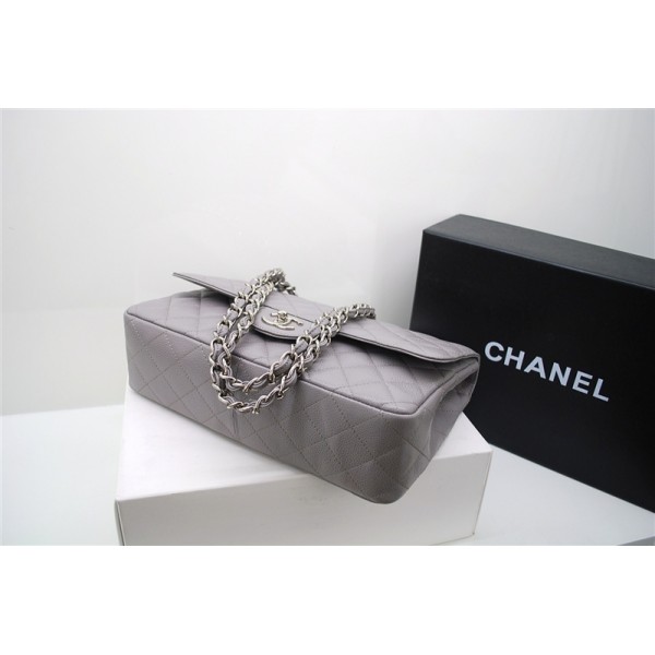 Chanel Jumbo A47600 Grigio Caviale Borse In Pelle Argento Flap H