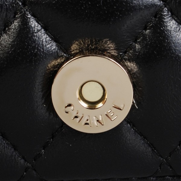 Chanel Nero Agnello Borse Flap Singole Con Farfalla