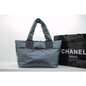 Chanel A47108 Reversibile Trapuntato In Nylon Grigio Piccolo Tot