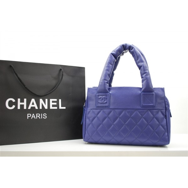 Chanel A48619 Piccoli In Pelle Con Zip Caviar Blu Borsa