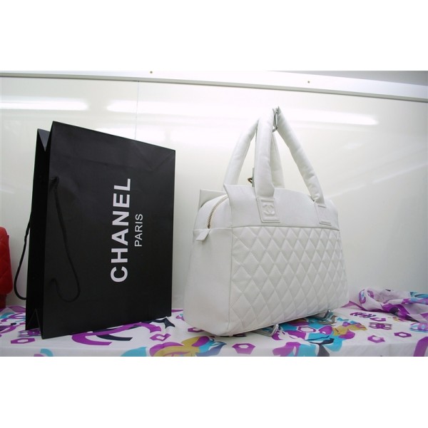 Chanel A48620 Y06882 10800 In Pelle Con Zip Caviar Bianco Large