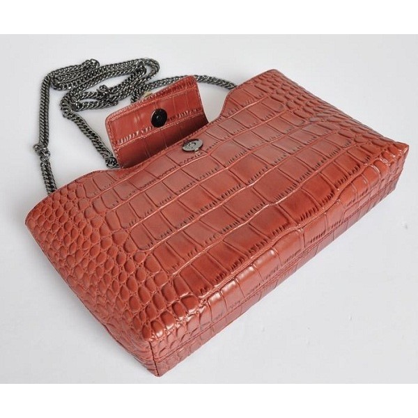 A50320 Chanel Clutch In Pelle Marrone Croc Veins