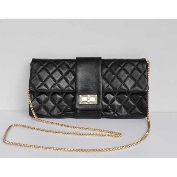 Chanel 2012 Clutch Agnello Nero Con Hardware Oro