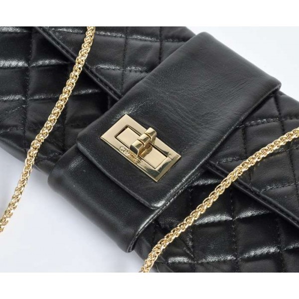 Chanel 2012 Clutch Agnello Nero Con Hardware Oro