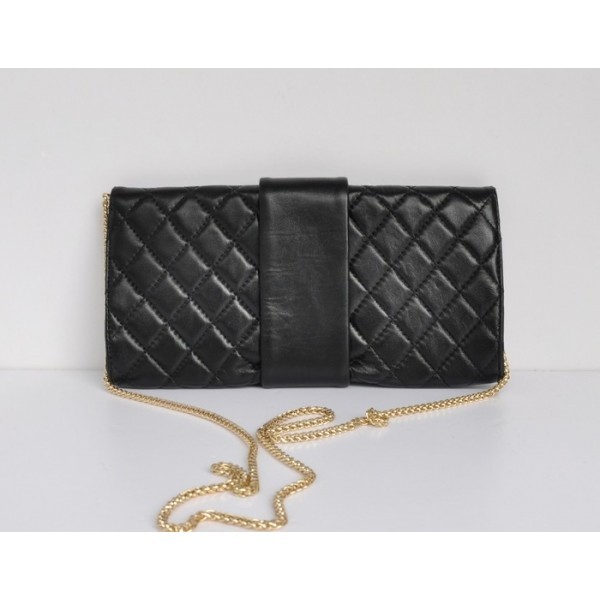 Chanel 2012 Clutch Agnello Nero Con Hardware Oro