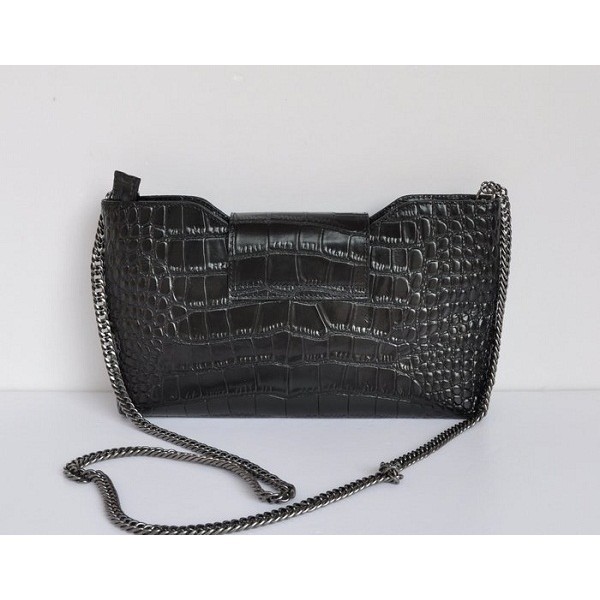 Chanel A50320 Nero Croc Veins Leather Clutch