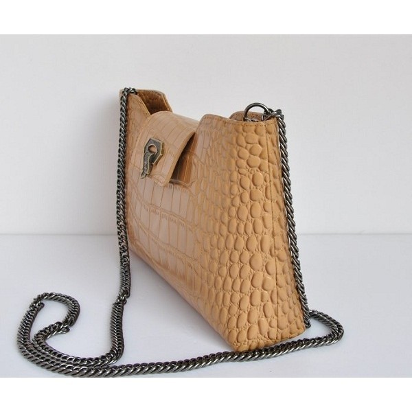 Chanel Clutch A50320 In Pelle Albicocca Croc Veins