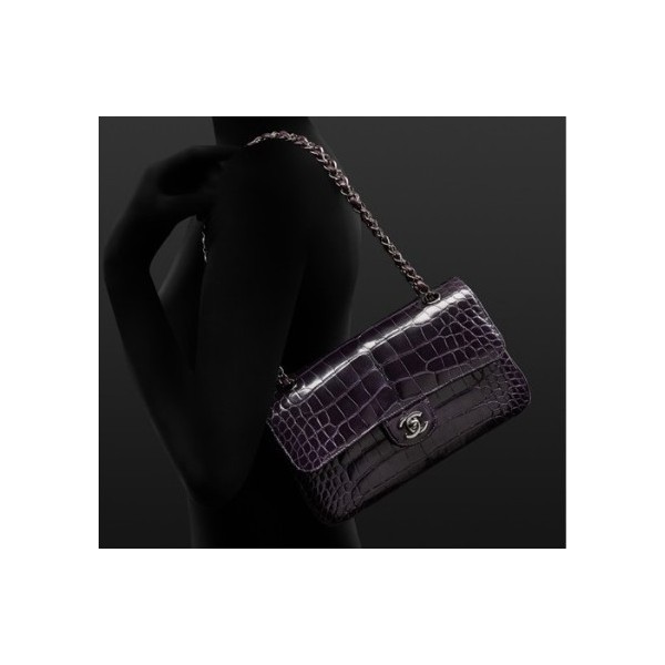 Chanel A01112 Y07338 91623 Borse Classic Flap Alligator Viola