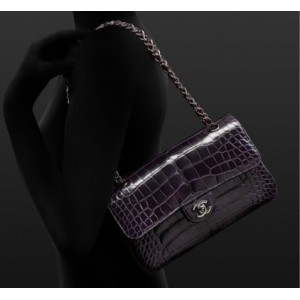 Chanel A01112 Y07338 91623 Borse Classic Flap Alligator Viola