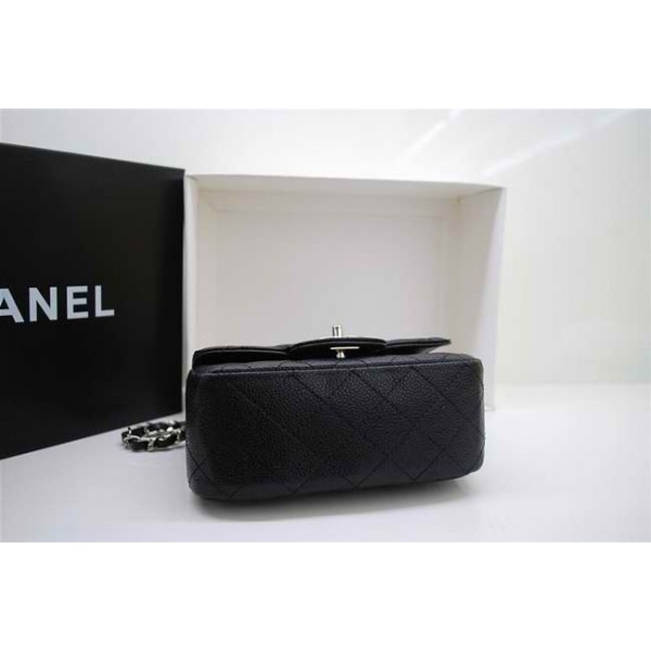 Borse Chanel 2010 Mini Flap In Pelle Nera Caviale Con Ecs