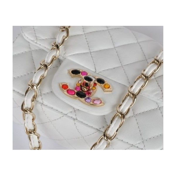 Borse Chanel 2011 Bianco Agnello Flap Mini Con Multi Lock Pierre