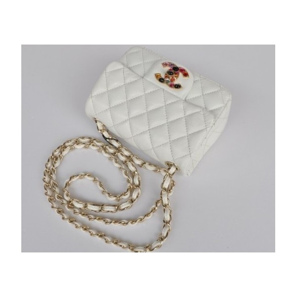 Borse Chanel 2011 Bianco Agnello Flap Mini Con Multi Lock Pierre