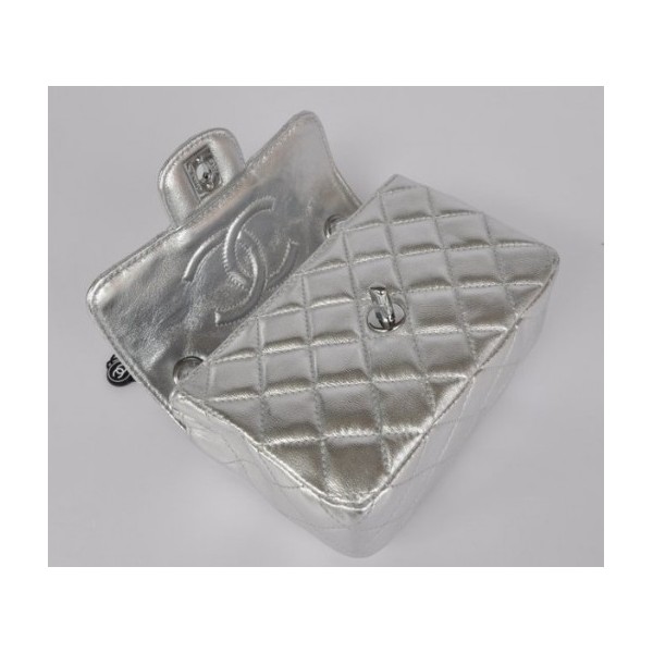 Borse Chanel Classic Flap Mini Agnello Argento Con Shw