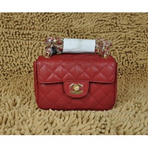 Borse Chanel Classic Flap Mini In Pelle Caviar Rosso Con Oro Hw