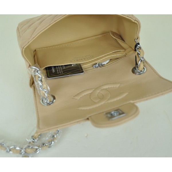 Borse Chanel Flap Agnello Beige Mini Con Hardware Argento