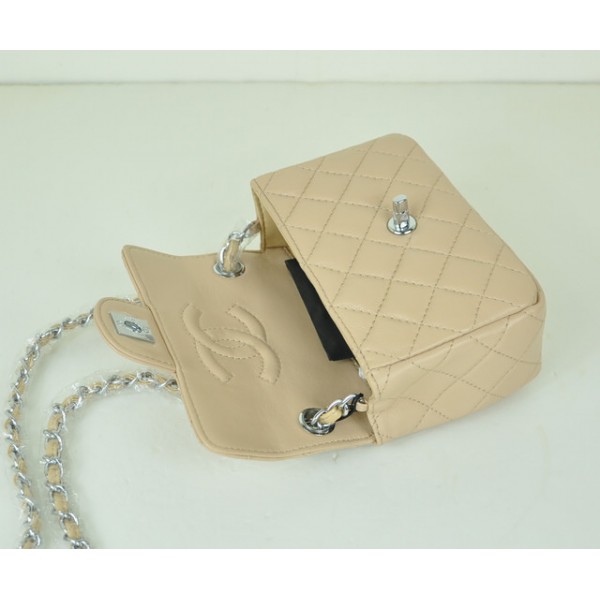 Borse Chanel Flap Agnello Beige Mini Con Hardware Argento