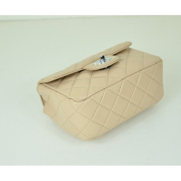 Borse Chanel Flap Agnello Beige Mini Con Hardware Argento