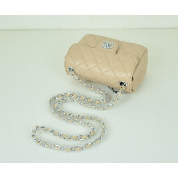 Borse Chanel Flap Agnello Beige Mini Con Hardware Argento