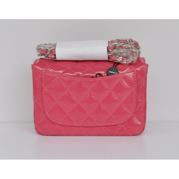 Chanel 2011 Pink Patent Leather Flap Bag Mini Argento Hw