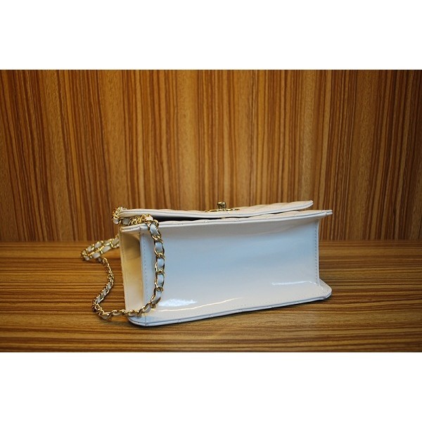 Chanel 2012 New Mini Bag Bianco Brevetto Medio Con Ghw