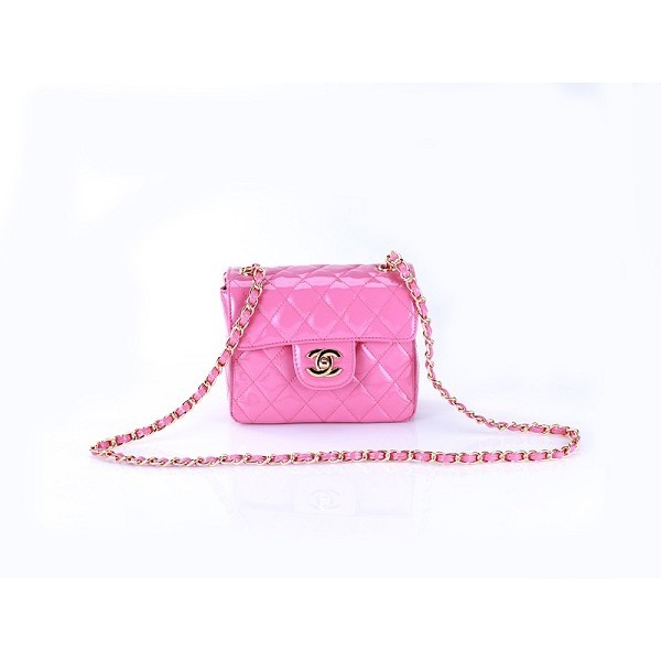 Chanel 2012 Pink Patent Flap Borse In Pelle Con Ghw Mini