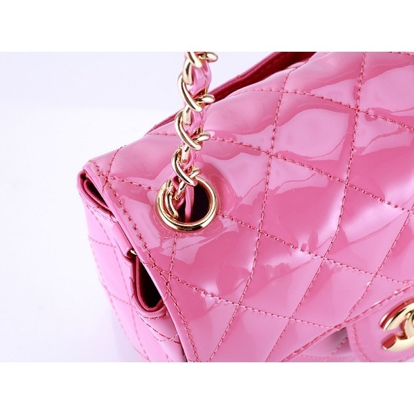 Chanel 2012 Pink Patent Flap Borse In Pelle Con Ghw Mini