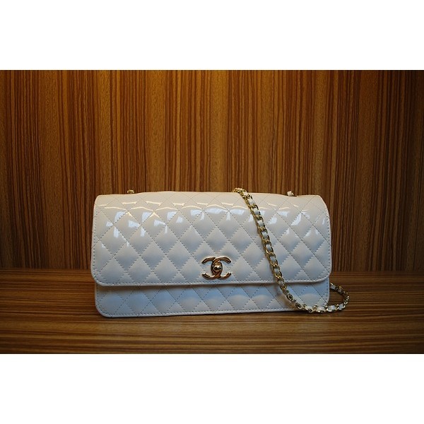 Chanel 2012 White Nuovo Patent Flap Borse In Pelle Con Ghw