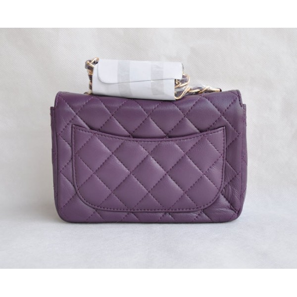 Chanel Classic Flap Borse Pelle Di Agnello Mini Viola Con Oro Hw