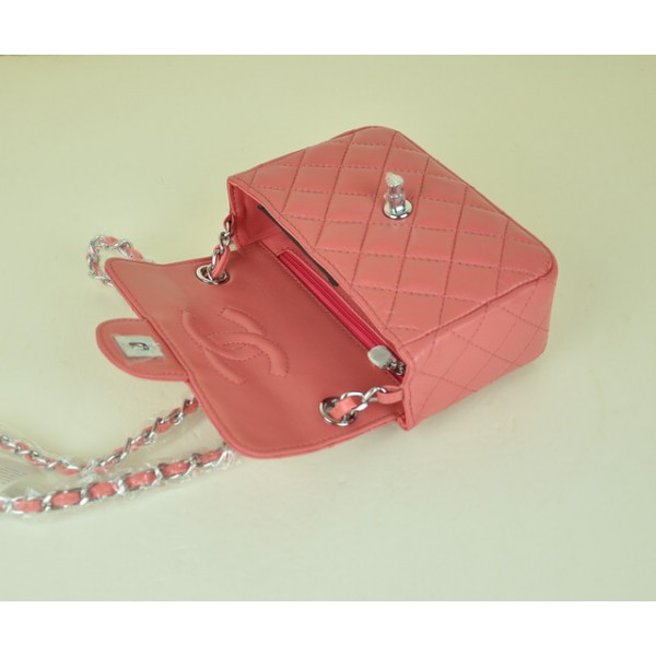 Chanel Rosa Grano Pelle Borse Flap Mini Argento Hw