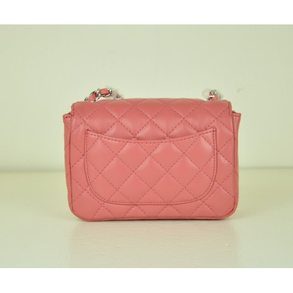 Chanel Rosa Grano Pelle Borse Flap Mini Argento Hw