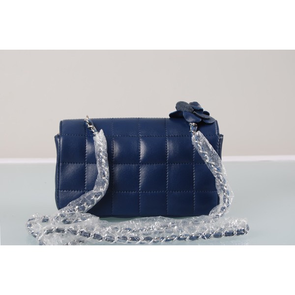 Mini Chanel Chanel Camellia Mini Classic Blue Agnello Flap B