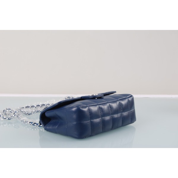 Mini Chanel Chanel Camellia Mini Classic Blue Agnello Flap B