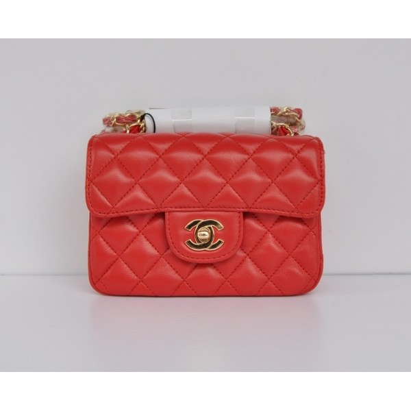 Red Agnello Borse Chanel Classic Flap Mini Con Oro Hw