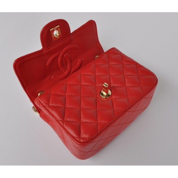 Red Agnello Borse Chanel Classic Flap Mini Con Oro Hw