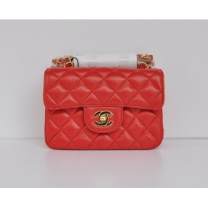 Red Agnello Borse Chanel Classic Flap Mini Con Oro Hw