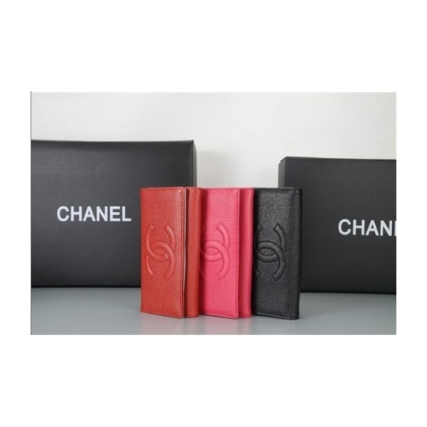 Chanel 2011 New Leche Portefeuilles Muir En Rouge Grain