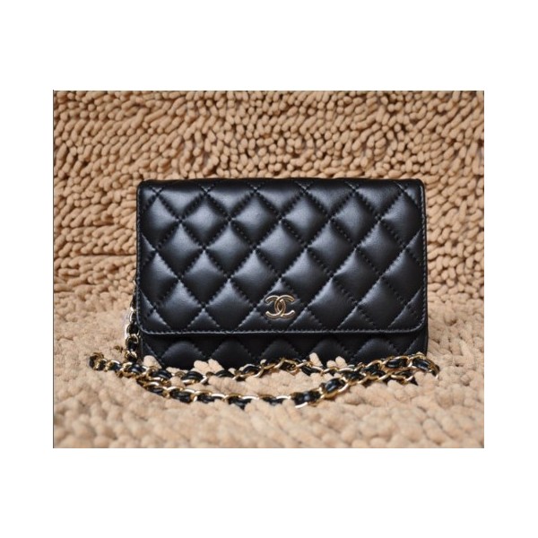 Chanel 2011 Nouvelle Portefeuilles Agneau Noir A33814 Avec Oro H