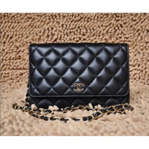 Chanel 2011 Nouvelle Portefeuilles Agneau Noir A33814 Avec Oro H