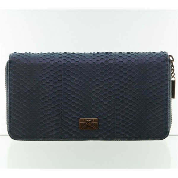 Chanel 2012 Noire En Muir Portefeuilles Serpente Zip