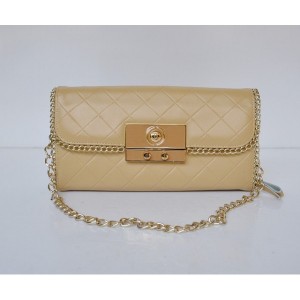 Chanel 2012 Quilted Flap Portafogli In Pelle Di Agnello Albicocc