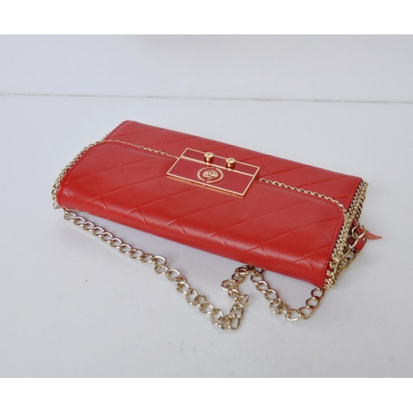 Chanel 2012 Quilted Portafogli Flap Pelle Di Agnello Rosso Su Un