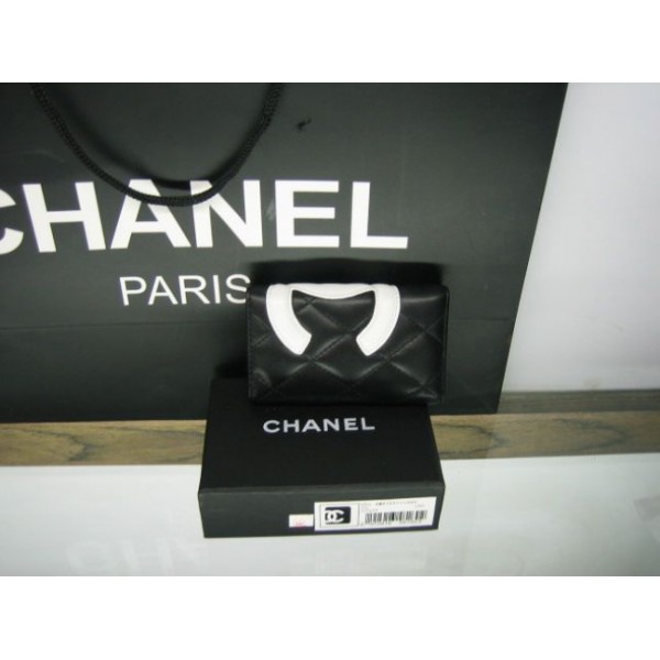 Chanel A26723 Y01669 0229 Portefeuilles Blanc Noir Avec Logo Dop