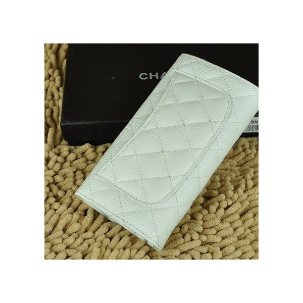 Chanel A31506 Caviar Portefeuilles En Muir Blanc Avec La Roche E