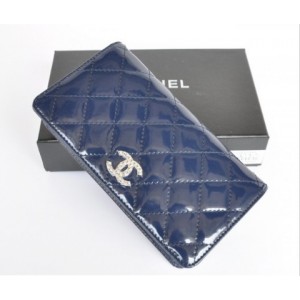 Chanel A31508 Portefeuilles En Bleu Marine Muir Verni