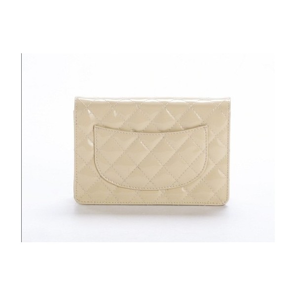 Chanel A33814 Abricot Portefeuilles Muir Verni Avec En Argent Hw