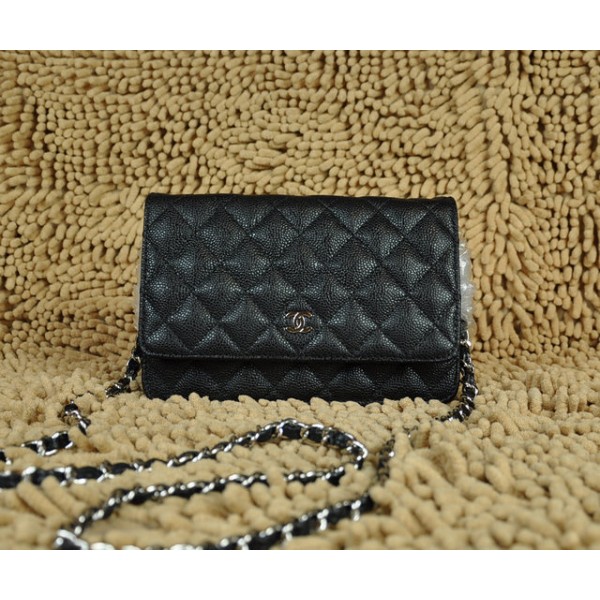 Chanel A33814 Caviar Muir Portefeuilles Noir Avec Hw Argent